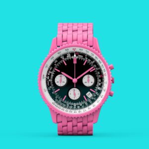 Reloj de mano con agujas rosado